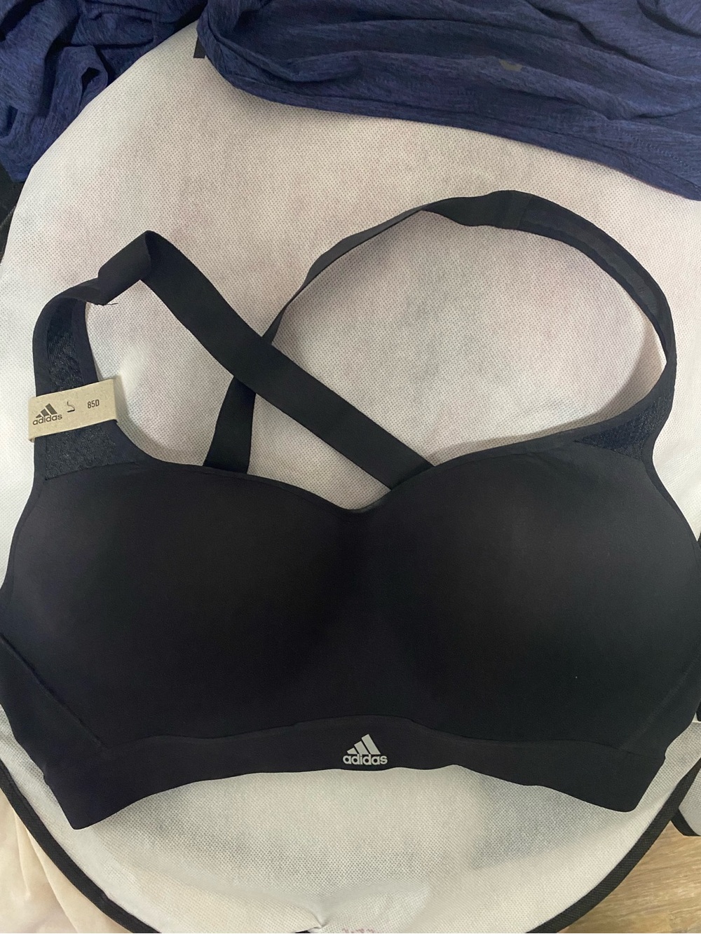 adidas Black Cross-Back Padded Sports Bra with Logo